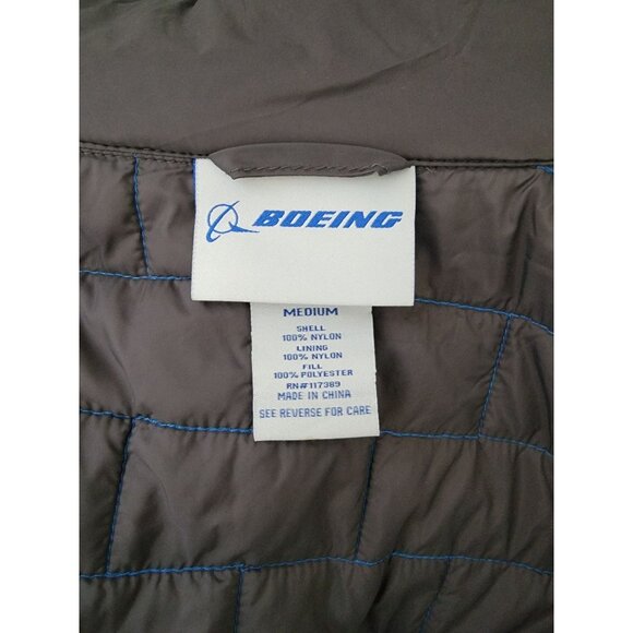 Boeing Quilted Blue Packable Nylon Puffer Vest w/ Zipper Pockets Unisex M - Picture 6 of 7